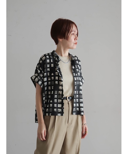 FIL DE FER（フィルデフェール）の「【予約】ウィンドウプリント　ショートブラウス（シャツ/ブラウス・レディース・ブラック・FREE）」の21枚目の写真