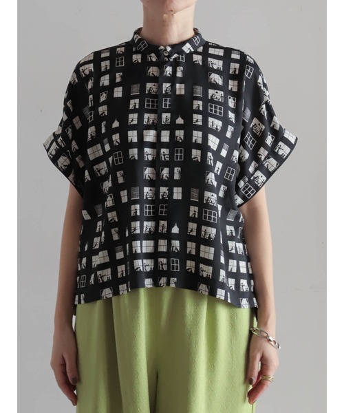 FIL DE FER（フィルデフェール）の「【予約】ウィンドウプリント　ショートブラウス（シャツ/ブラウス・レディース・ブラック・FREE）」の16枚目の写真