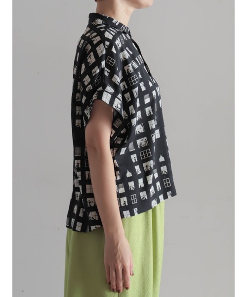 FIL DE FER（フィルデフェール）の「【予約】ウィンドウプリント　ショートブラウス（シャツ/ブラウス・レディース・ブラック・FREE）」の5枚目の写真