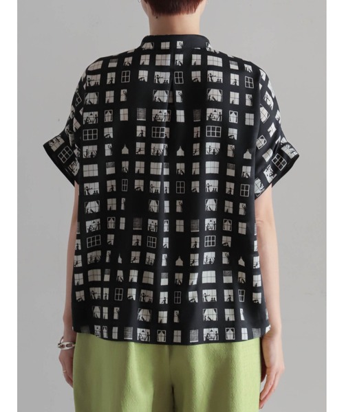 FIL DE FER（フィルデフェール）の「【予約】ウィンドウプリント　ショートブラウス（シャツ/ブラウス・レディース・ブラック・FREE）」の6枚目の写真