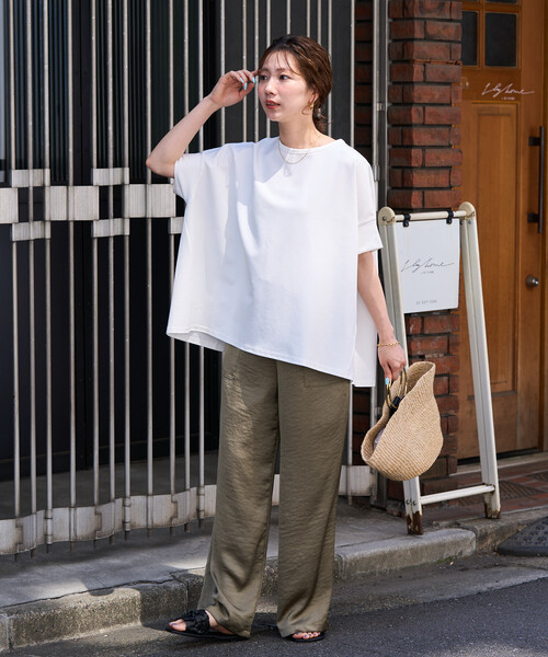 FREAK'S STORE(フリークスストア)の「限定展開 <接触冷感・セットアップ対応>クールタッチ ポンチ ドルマンスリーブ 半袖 トップス(Tシャツ/カットソー・レディース・ナチュラル/杢グレー/ブラック/ベージュ/オレンジ/ネイビー/ホワイト・フリ-)」の12枚目の写真