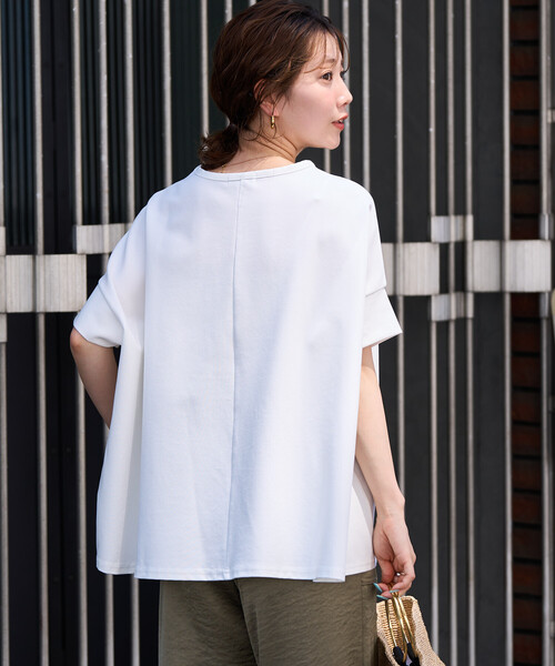 FREAK'S STORE(フリークスストア)の「限定展開 <接触冷感・セットアップ対応>クールタッチ ポンチ ドルマンスリーブ 半袖 トップス(Tシャツ/カットソー・レディース・ナチュラル/杢グレー/ブラック/ベージュ/オレンジ/ネイビー/ホワイト・フリ-)」の16枚目の写真