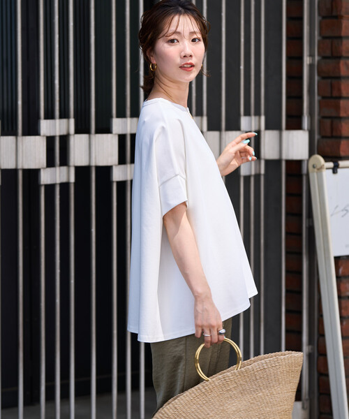 FREAK'S STORE(フリークスストア)の「限定展開 <接触冷感・セットアップ対応>クールタッチ ポンチ ドルマンスリーブ 半袖 トップス(Tシャツ/カットソー・レディース・ナチュラル/杢グレー/ブラック/ベージュ/オレンジ/ネイビー/ホワイト・フリ-)」の17枚目の写真