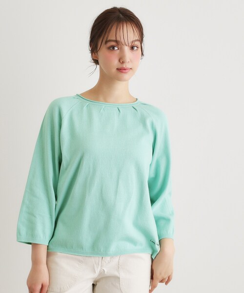 LAURA ASHLEY(ローラアシュレイ)の「【人気デザイン!日本製/ロゴ刺繍入り/ワンマイルウエア】コットン プルオーバーニット(ニット/セーター・レディース・ブルー/アイボリー/グリーン・38)」の8枚目の写真