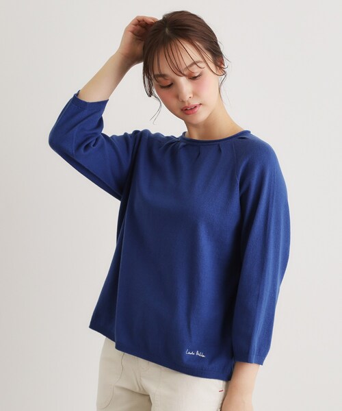 LAURA ASHLEY(ローラアシュレイ)の「【人気デザイン!日本製/ロゴ刺繍入り/ワンマイルウエア】コットン プルオーバーニット(ニット/セーター・レディース・ブルー/アイボリー/グリーン・38)」の12枚目の写真