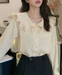 フリル襟長袖シャツ