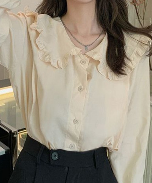 Flugge(フラッジー)の「フリル襟長袖シャツ(シャツ/ブラウス・レディース・アイボリー/ホワイト・MEDIUM/LARGE)」の3枚目の写真