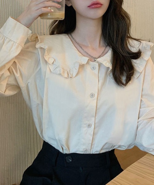 Flugge(フラッジー)の「フリル襟長袖シャツ(シャツ/ブラウス・レディース・アイボリー/ホワイト・MEDIUM/LARGE)」の4枚目の写真