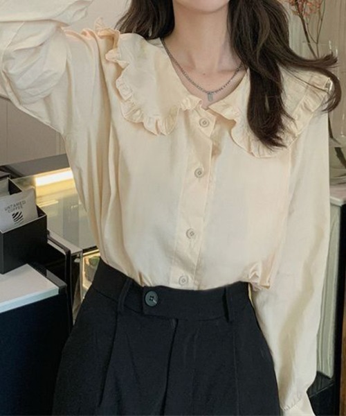 Flugge(フラッジー)の「フリル襟長袖シャツ(シャツ/ブラウス・レディース・アイボリー/ホワイト・MEDIUM/LARGE)」の6枚目の写真