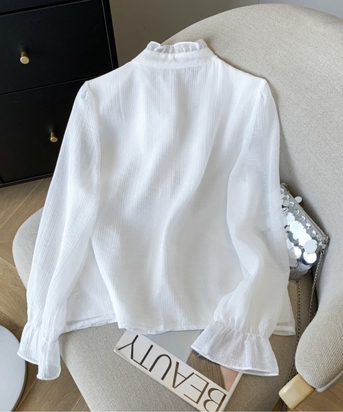 CHUL(チュル)の「フリルネックボウタイレースブラウス(シャツ/ブラウス・レディース・ホワイト・X-LARGE/LARGE/MEDIUM/SMALL)」の4枚目の写真