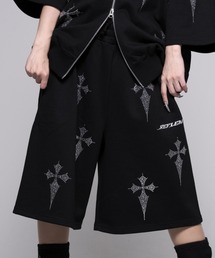REFLEM（レフレム）の「『REFLEM/レフレム』クロス総柄ラインストーンスウェットハーフパンツ（スウェットパンツ）」
