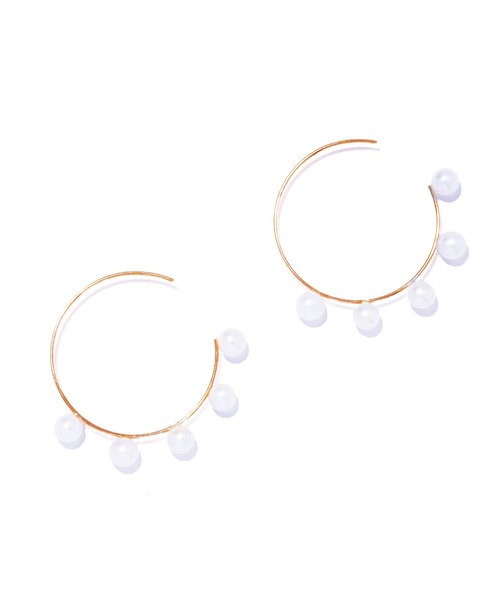 les bonbon(ルボンボン)の「【les bonbon】flotter pearl hoop pierce S/フロテ パール フープ ピアス S 両耳(ピアス(両耳用)・レディース・ホワイト・FREE)」の4枚目の写真