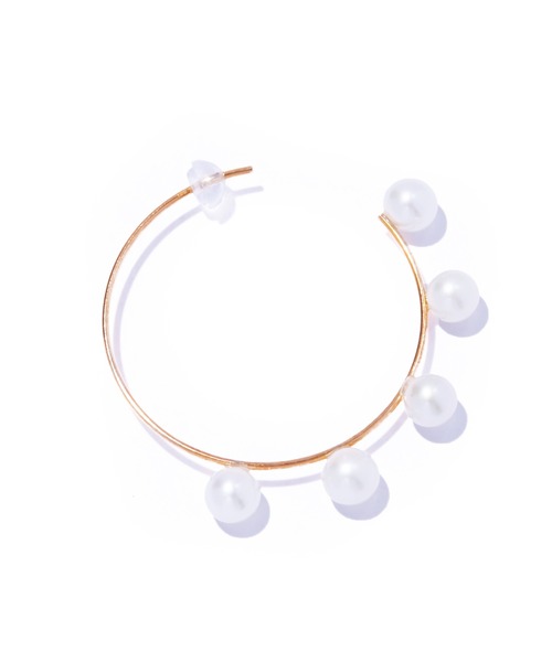 les bonbon(ルボンボン)の「【les bonbon】flotter pearl hoop pierce S/フロテ パール フープ ピアス S 両耳(ピアス(両耳用)・レディース・ホワイト・FREE)」の3枚目の写真