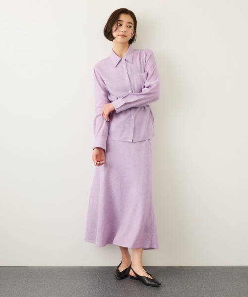 ROPE'（ロペ）の「リネンシルクコットンマーメイドスカート(無地＆ストライス)/イージーケア・セットアップ対応（スカート・レディース・ラベンダー/ベージュ・36/38）」の19枚目の写真