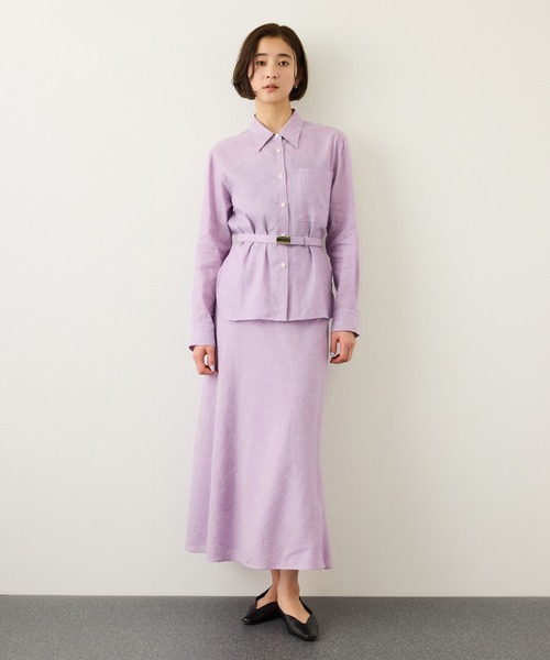 ROPE'（ロペ）の「リネンシルクコットンマーメイドスカート(無地＆ストライス)/イージーケア・セットアップ対応（スカート・レディース・ラベンダー/ベージュ・36/38）」の8枚目の写真