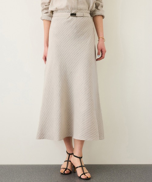 ROPE'（ロペ）の「リネンシルクコットンマーメイドスカート(無地＆ストライス)/イージーケア・セットアップ対応（スカート・レディース・ラベンダー/ベージュ・36/38）」の11枚目の写真