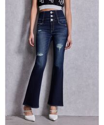 GYDA | ハイウエストBACKクロスダメージフレアデニムパンツ(デニムパンツ)