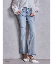 GYDA | ハイウエストBACKクロスダメージフレアデニムパンツ(デニムパンツ)