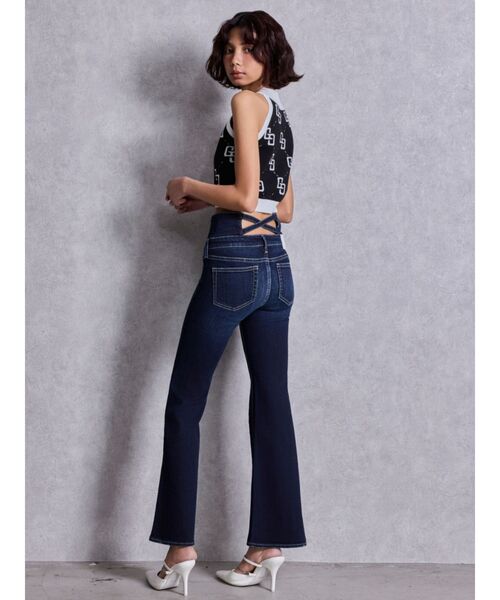 GYDA（ジェイダ）の「ハイウエストBACKクロスダメージフレアデニムパンツ（デニムパンツ・レディース・ライトブルー/ブラック/インディゴブルー・SMALL/X-SMALL/MEDIUM）」の12枚目の写真