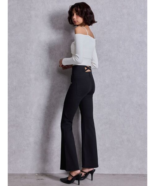 GYDA（ジェイダ）の「ハイウエストBACKクロスダメージフレアデニムパンツ（デニムパンツ・レディース・ライトブルー/ブラック/インディゴブルー・SMALL/X-SMALL/MEDIUM）」の15枚目の写真