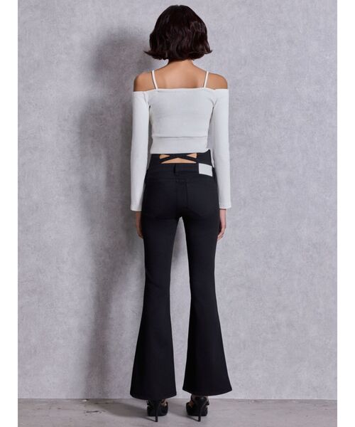 GYDA（ジェイダ）の「ハイウエストBACKクロスダメージフレアデニムパンツ（デニムパンツ・レディース・ライトブルー/ブラック/インディゴブルー・SMALL/X-SMALL/MEDIUM）」の16枚目の写真