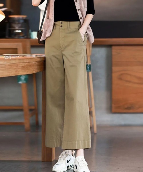 SallyLunn(サリーラン)の「9分丈ワイドパンツ(その他パンツ・レディース・ブラック/ベージュ・LARGE/MEDIUM)」の2枚目の写真