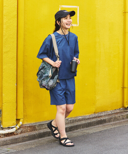 FREAK'S STORE(フリークスストア)の「THOUSAND MILE × FREAK'S STORE/サウザンドマイル 別注 UVカット デニムライク ショーツセットアップ(その他パンツ・レディース・ネイビー・フリ-)」の15枚目の写真