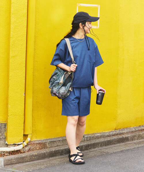 FREAK'S STORE(フリークスストア)の「THOUSAND MILE × FREAK'S STORE/サウザンドマイル 別注 UVカット デニムライク ショーツセットアップ(その他パンツ・レディース・ネイビー・フリ-)」の17枚目の写真