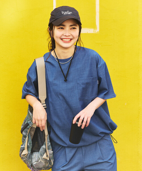 FREAK'S STORE(フリークスストア)の「THOUSAND MILE × FREAK'S STORE/サウザンドマイル 別注 UVカット デニムライク ショーツセットアップ(その他パンツ・レディース・ネイビー・フリ-)」の2枚目の写真