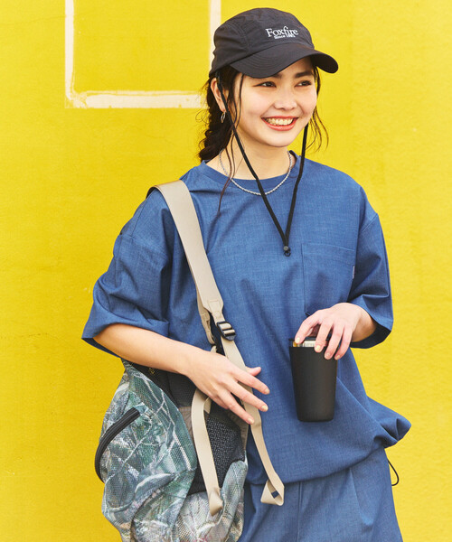 FREAK'S STORE(フリークスストア)の「THOUSAND MILE × FREAK'S STORE/サウザンドマイル 別注 UVカット デニムライク ショーツセットアップ(その他パンツ・レディース・ネイビー・フリ-)」の3枚目の写真