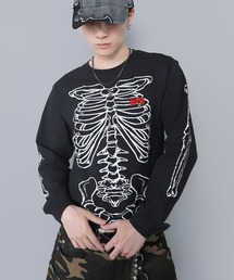 SPINNS | 短丈ロングスリーブTシャツ/スケルトンボーンロゴ(Tシャツ/カットソー)