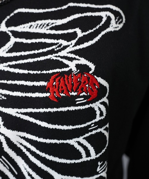 SPINNS（スピンズ）の「短丈ロングスリーブTシャツ/スケルトンボーンロゴ（Tシャツ/カットソー・メンズ・ブラック系その他/ウッドランド/ホワイト/ブラック・ONESIZE）」の10枚目の写真