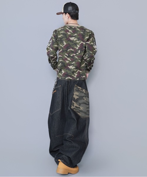 SPINNS（スピンズ）の「短丈ロングスリーブTシャツ/スケルトンボーンロゴ（Tシャツ/カットソー・メンズ・ブラック系その他/ウッドランド/ホワイト/ブラック・ONESIZE）」の21枚目の写真