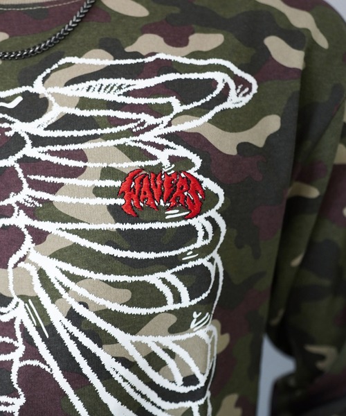 SPINNS（スピンズ）の「短丈ロングスリーブTシャツ/スケルトンボーンロゴ（Tシャツ/カットソー・メンズ・ブラック系その他/ウッドランド/ホワイト/ブラック・ONESIZE）」の12枚目の写真