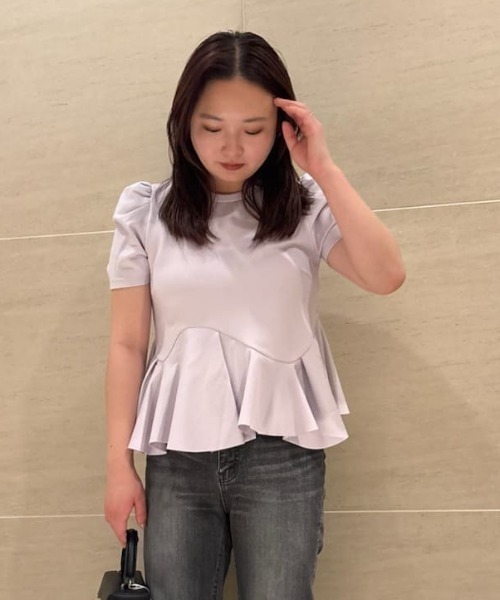 洗える】アシンメトリーカットトップス（Tシャツ/カットソー