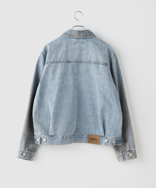OBEY(オベイ)の「OBEY / オベイ OBEY BASE TRUCKER JACKET(デニムジャケット・メンズ・ブルー・LARGE/MEDIUM)」の3枚目の写真