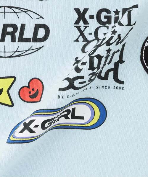 X-girl Stages(エックスガールステージス)の「【人気商品再入荷】【直営店で取り扱い無し】バックマルチロゴラグラン半袖Tシャツ(Tシャツ/カットソー・キッズ・ライトブルー/オフホワイト/ブラック・140cm/130cm/110cm/120cm)」の8枚目の写真