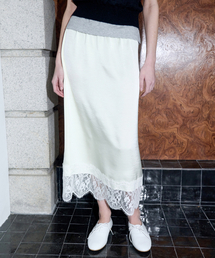 LEVAR（レバー）の「Layered Satin Lace Skirt - Sherbet Lemon（スカート）」