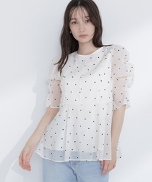 NATURAL BEAUTY BASIC | 【Oggi5月号掲載】◇シアーペプラムブラウス半袖(シャツ/ブラウス)