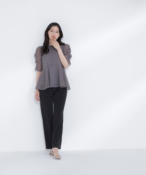 NATURAL BEAUTY BASIC（ナチュラルビューティーベーシック）の「【Oggi5月号掲載】◇シアーペプラムブラウス半袖（シャツ/ブラウス・レディース・ホワイト系その他/ベージュ/オレンジ/チャコールグレー・SMALL/MEDIUM）」の13枚目の写真