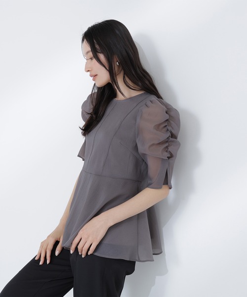 NATURAL BEAUTY BASIC（ナチュラルビューティーベーシック）の「【Oggi5月号掲載】◇シアーペプラムブラウス半袖（シャツ/ブラウス・レディース・ホワイト系その他/ベージュ/オレンジ/チャコールグレー・SMALL/MEDIUM）」の14枚目の写真