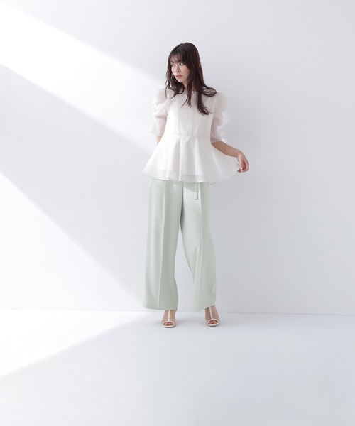 NATURAL BEAUTY BASIC（ナチュラルビューティーベーシック）の「【Oggi5月号掲載】◇シアーペプラムブラウス半袖（シャツ/ブラウス・レディース・ホワイト系その他/ベージュ/オレンジ/チャコールグレー・SMALL/MEDIUM）」の21枚目の写真