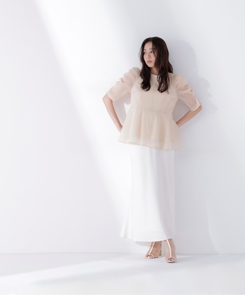 oggi5月号掲載natural beauty basicシアーぺプラムブラウス Oggi5月号掲載】◇シアーペプラムブラウス半袖（シャツ/ブラウス
