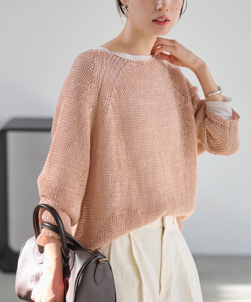 FRAMeWORK（フレームワーク）の「≪追加≫LINEN CORD ニット 2（ニット/セーター・レディース・ブラウン/バーガンディー/イエロー/ホワイト・FREE）」の4枚目の写真