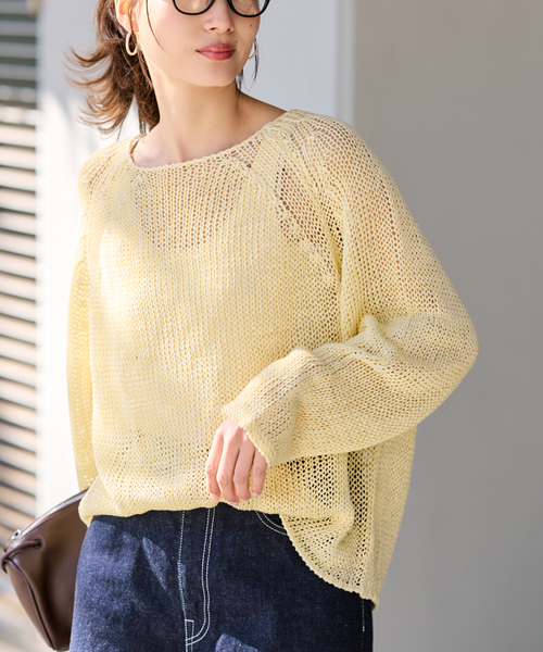 FRAMeWORK（フレームワーク）の「≪追加≫LINEN CORD ニット 2（ニット/セーター・レディース・ブラウン/バーガンディー/イエロー/ホワイト・FREE）」の3枚目の写真