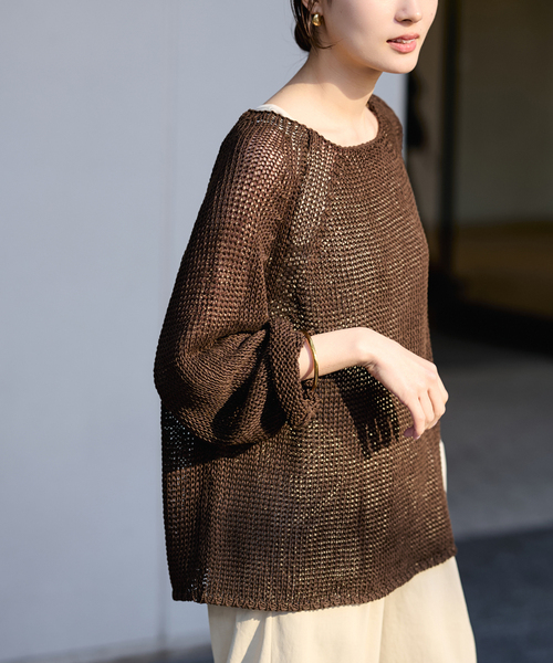 FRAMeWORK（フレームワーク）の「≪追加≫LINEN CORD ニット 2（ニット/セーター・レディース・ブラウン/バーガンディー/イエロー/ホワイト・FREE）」の22枚目の写真