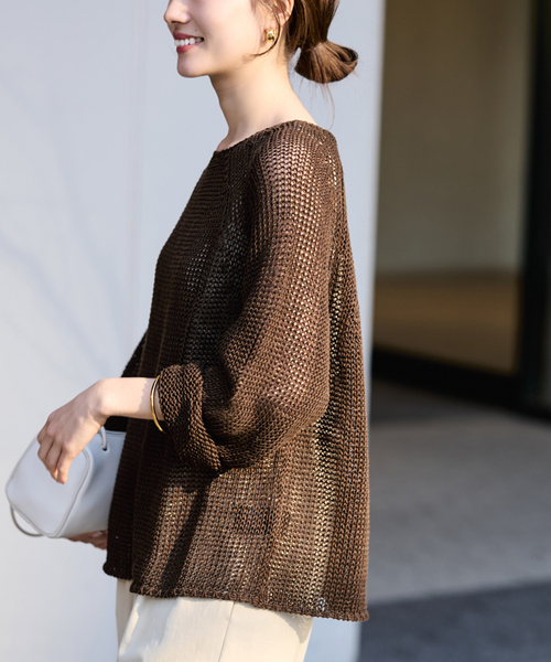 FRAMeWORK(フレームワーク)の「≪追加≫LINEN CORD ニット 2(ニット/セーター・レディース・ブラウン/バーガンディー/イエロー/ホワイト・FREE)」の15枚目の写真