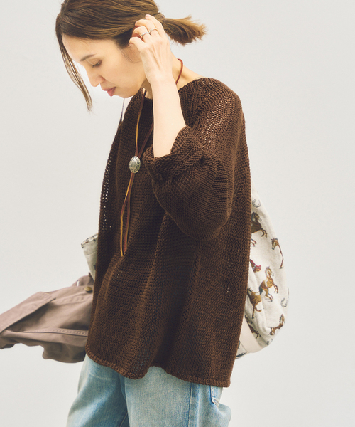 FRAMeWORK（フレームワーク）の「≪追加≫LINEN CORD ニット 2（ニット/セーター・レディース・ブラウン/バーガンディー/イエロー/ホワイト・FREE）」の15枚目の写真