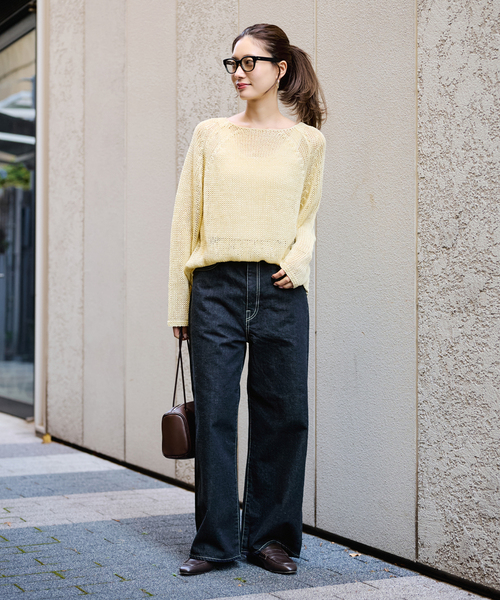 FRAMeWORK（フレームワーク）の「≪追加≫LINEN CORD ニット 2（ニット/セーター・レディース・ブラウン/バーガンディー/イエロー/ホワイト・FREE）」の6枚目の写真