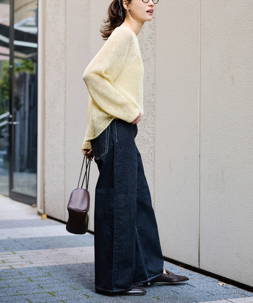 FRAMeWORK（フレームワーク）の「≪追加≫LINEN CORD ニット 2（ニット/セーター・レディース・ブラウン/バーガンディー/イエロー/ホワイト・FREE）」の8枚目の写真